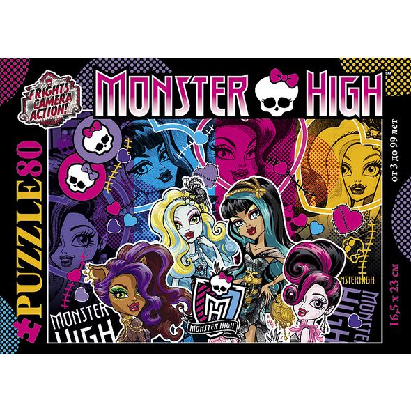 ПАЗЛЫ-ИГРА 80 элементов А5ф 165х230мм -Школа Монстров-(Monster High) , 